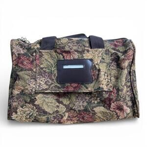 90s Pierre Cardin Floral Tapestry Handbag with Double Zipper